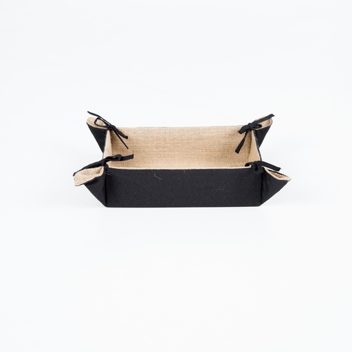 [00467] Asiana - Panier pliant rectangulaire jute/noir 28*18*8 cm  - 145gr