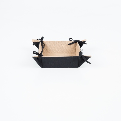 [00465] Asiana - Panier pliant rectangulaire  jute/noir 18*18*7 cm - 120gr